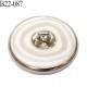 Bouton 22 mm couleur argent et blanc accroche avec un anneau diamètre 22 mm épaisseur 4.5 mm prix à l'unité