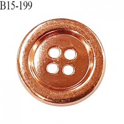 Bouton 15 mm en métal couleur cuivre 4 trous diamètre 15 mm épaisseur 2 mm prix à la pièce