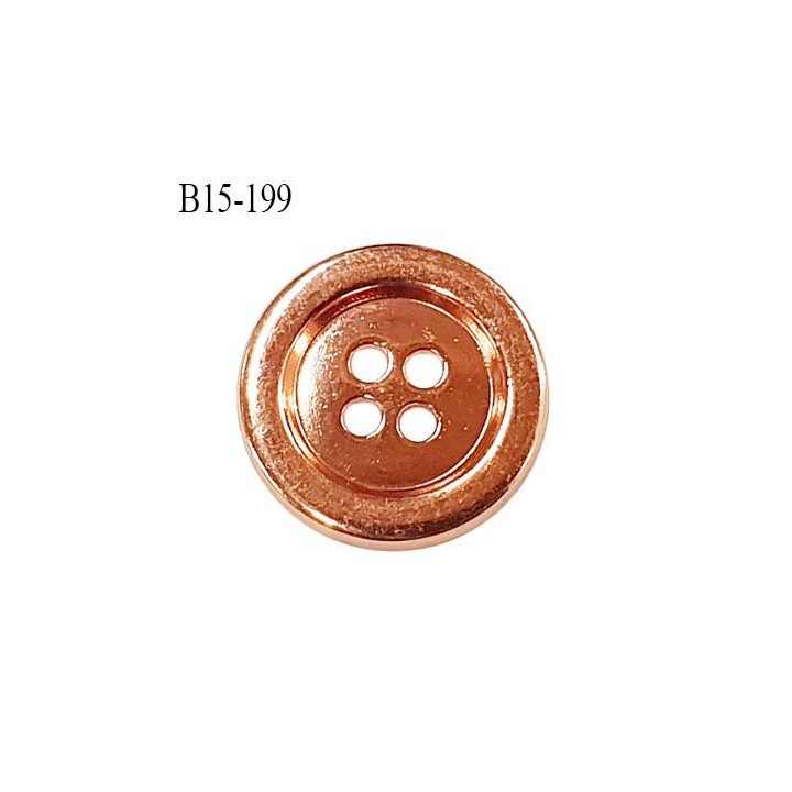 Bouton 15 mm en métal couleur cuivre 4 trous diamètre 15 mm épaisseur 2 mm prix à la pièce