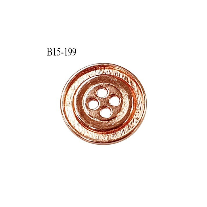 Bouton 15 mm en métal couleur cuivre 4 trous diamètre 15 mm épaisseur 2 mm prix à la pièce