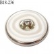 Bouton 18 mm couleur argent et blanc accroche avec un anneau diamètre 18 mm épaisseur 4.5 mm prix à l'unité