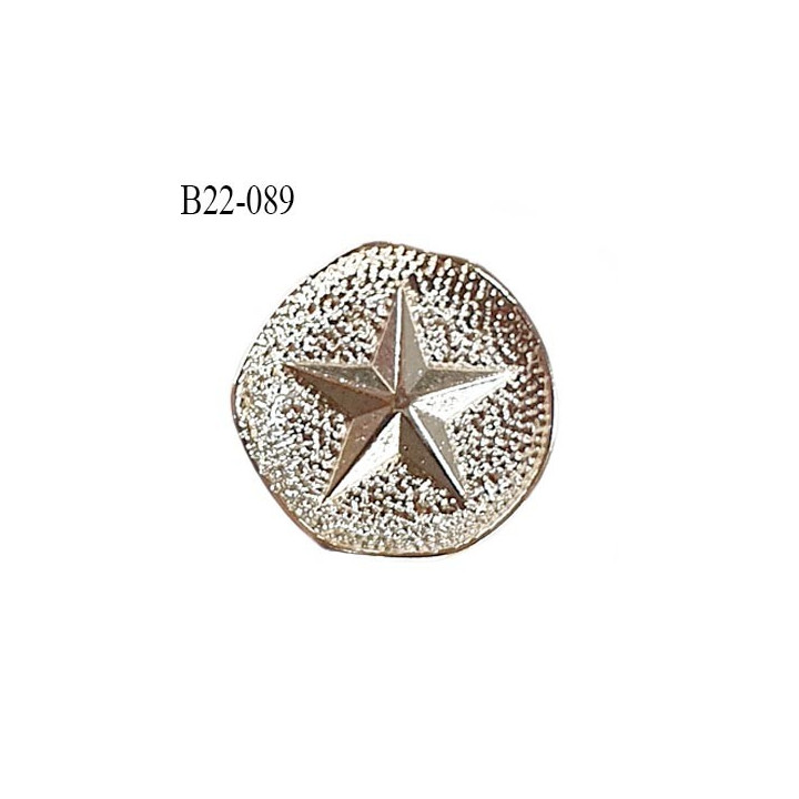 Bouton 22 mm en métal motif étoile couleur argent accroche avec un anneau diamètre 22 mm épaisseur 2.5 mm prix à l'unité