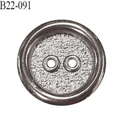 Bouton 22 mm en métal couleur chrome 2 trous diamètre 22 mm épaisseur 4 mm prix à l'unité