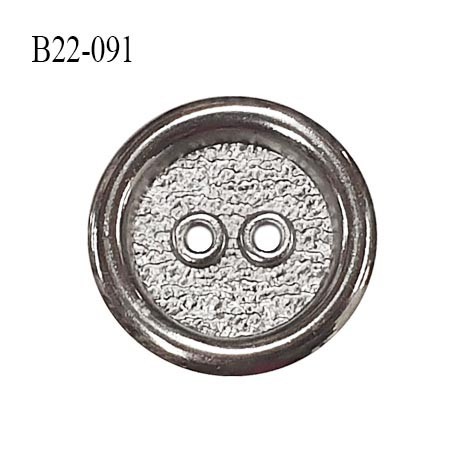 Bouton 22 mm en métal couleur chrome 2 trous diamètre 22 mm épaisseur 4 mm prix à l'unité
