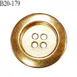 Bouton 20 mm en métal couleur doré 4 trous diamètre 250mm épaisseur 5 mm prix à l'unité