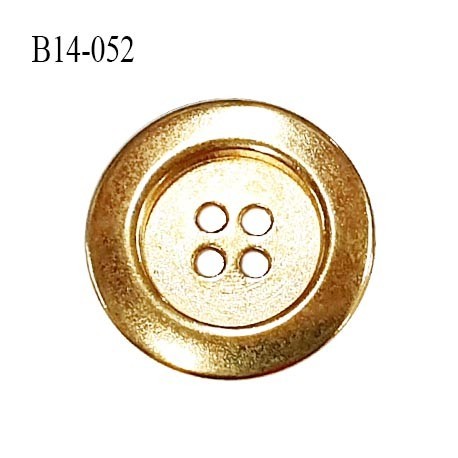 Bouton 14 mm en métal couleur doré 4 trous diamètre 14 mm épaisseur 5 mm prix à l'unité