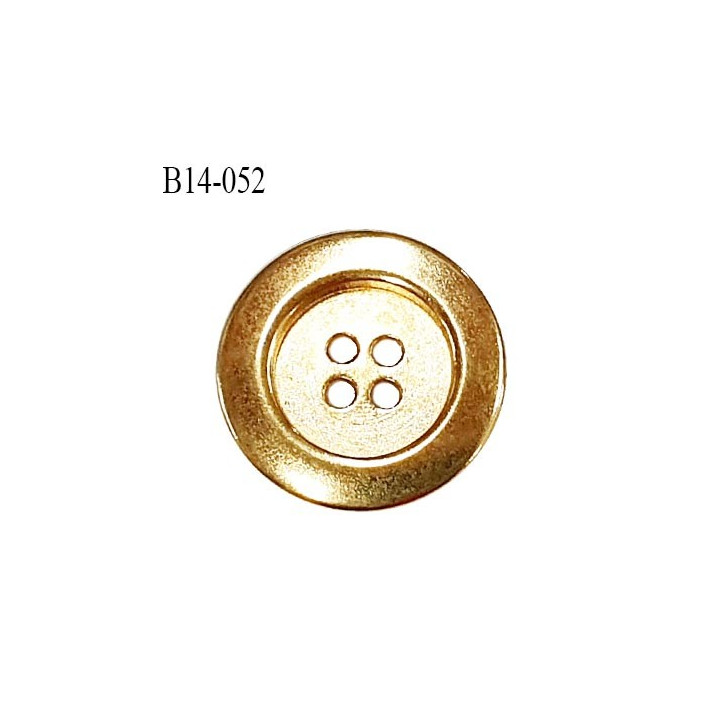 Bouton 14 mm en métal couleur doré 4 trous diamètre 14 mm épaisseur 5 mm prix à l'unité