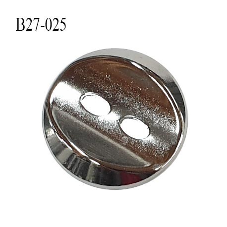 Bouton 27 mm en métal couleur chrome 2 trous largeur 27 mm épaisseur 4.5 mm prix à l'unité