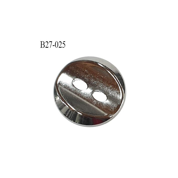 Bouton 27 mm en métal couleur chrome 2 trous largeur 27 mm épaisseur 4.5 mm prix à l'unité