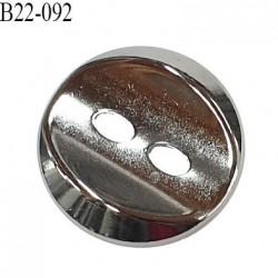 Bouton 22 mm en métal couleur chrome 2 trous largeur 22 mm épaisseur 4.5 mm prix à l'unité