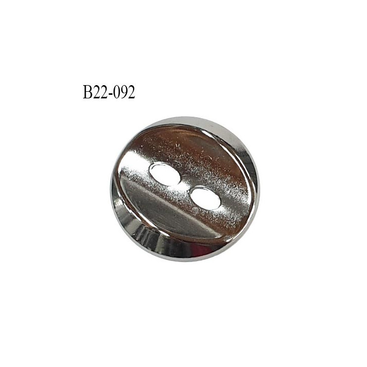 Bouton 22 mm en métal couleur chrome 2 trous largeur 22 mm épaisseur 4.5 mm prix à l'unité