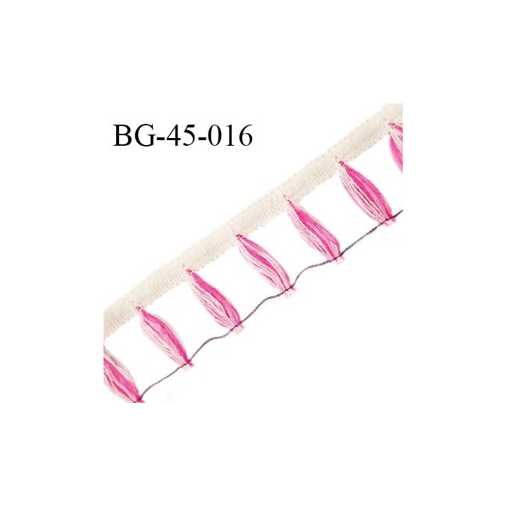 Galon franges 45 mm couleur beige et rose largeur bande 10 mm + 35 mm de franges prix au mètre