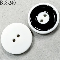 Bouton 18 mm couleur naturel blanc et noir brillant diamètre 18 mm épaisseur 4 mm prix à l'unité