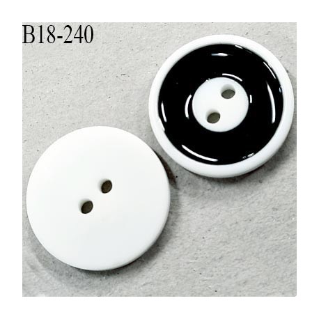 Bouton 18 mm couleur naturel blanc et noir brillant diamètre 18 mm épaisseur 4 mm prix à l'unité