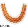 Devant plastron 30 cm perles et tresse couleur jaune orange rouge sur support beige largeur 30 cm hauteur 22 cm prix à l'unité