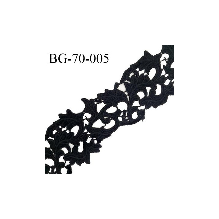 Galon ruban guipure 70 mm motif feuillage couleur noir largeur 70 mm prix au mètre