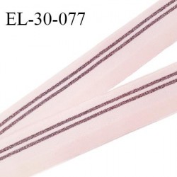 Elastique 28 mm spécial lingerie sport et caleçon couleur rose avec bandes cuivre brillantes haut de gamme prix au mètre
