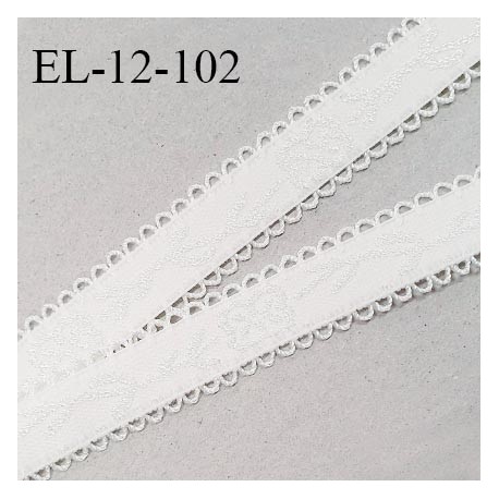 Elastique picot 12 mm lingerie haut de gamme couleur naturel avec motifs fabriqué en France largeur 12 mm prix au mètre