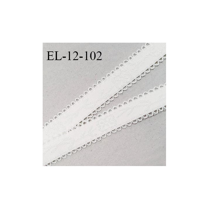 Elastique picot 12 mm lingerie haut de gamme couleur naturel avec motifs fabriqué en France largeur 12 mm prix au mètre