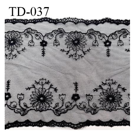 Dentelle 220 mm brodée sur tulle couleur noir haut de gamme douce agréable au toucher largeur 220 mm prix au mètre