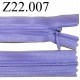 fermeture éclair invisible longueur 22 cm couleur violet lilas non séparable zip nylon largeur 2,3 cm