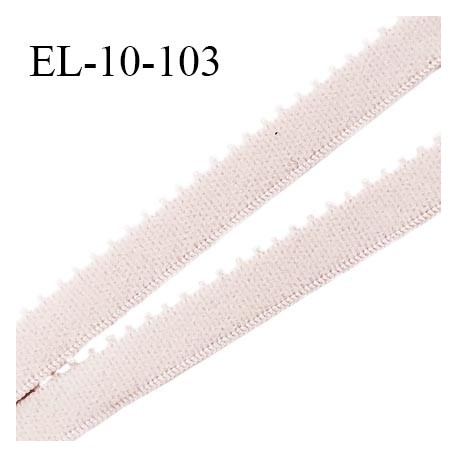 Elastique 10 mm lingerie haut de gamme couleur brume rosée fabriqué en France largeur 10 mm + 2 mm picots prix au mètre