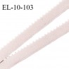 Elastique 10 mm lingerie haut de gamme couleur brume rosée fabriqué en France largeur 10 mm + 2 mm picots prix au mètre