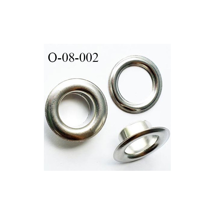 Oeillet en métal couleur acier blanc diamètre extérieur 8 mm diamètre intérieur 4 mm hauteur 4 mm prix à l'unité