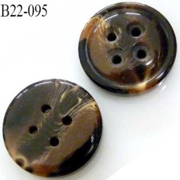 Bouton 22 mm pvc marron et beige marbré diamètre 22 mm 4 trous épaisseur 8 mm prix à l'unité