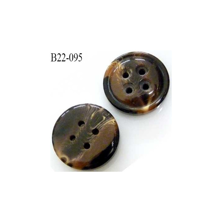 Bouton 22 mm pvc marron et beige marbré diamètre 22 mm 4 trous épaisseur 8 mm prix à l'unité