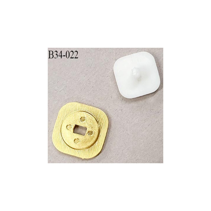Bouton 34 mm en pvc couleur blanc sur socle couleur or accroche avec un anneau prix à l'unité