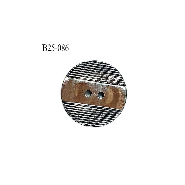Bouton 25 mm pvc couleur chrome 2 trous diamètre 25 mm épaisseur 4 mm prix à l'unité