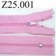 fermeture éclair longueur 25 cm couleur rose non séparable zip nylon largeur 2,5 cm