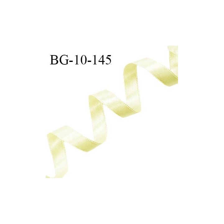 Galon ruban satin 10 mm couleur jaune citron brillant lumineux double face très solide largeur 10 mm prix au mètre