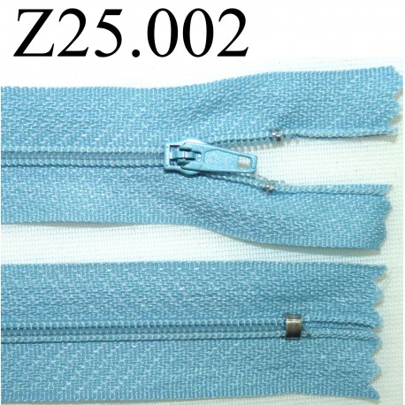 fermeture éclair longueur 25 cm couleur bleu non séparable zip nylon largeur 2,5 cm