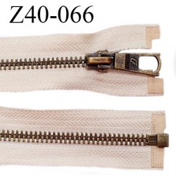 Déstockage (2ème choix) fermeture zip 40 cm couleur beige rosé zip métal couleur laiton prix à l'unité