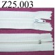 fermeture éclair blanche longueur 25 cm couleur blanc non séparable zip nylon largeur 2,5 cm