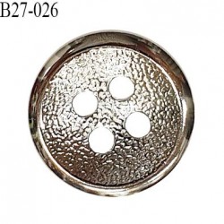 Bouton 27 mm en métal couleur chrome 2 trous diamètre 27 mm épaisseur 4.5 mm prix à l'unité