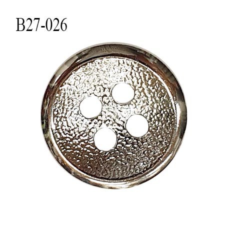 Bouton 27 mm en métal couleur chrome 2 trous diamètre 27 mm épaisseur 4.5 mm prix à l'unité