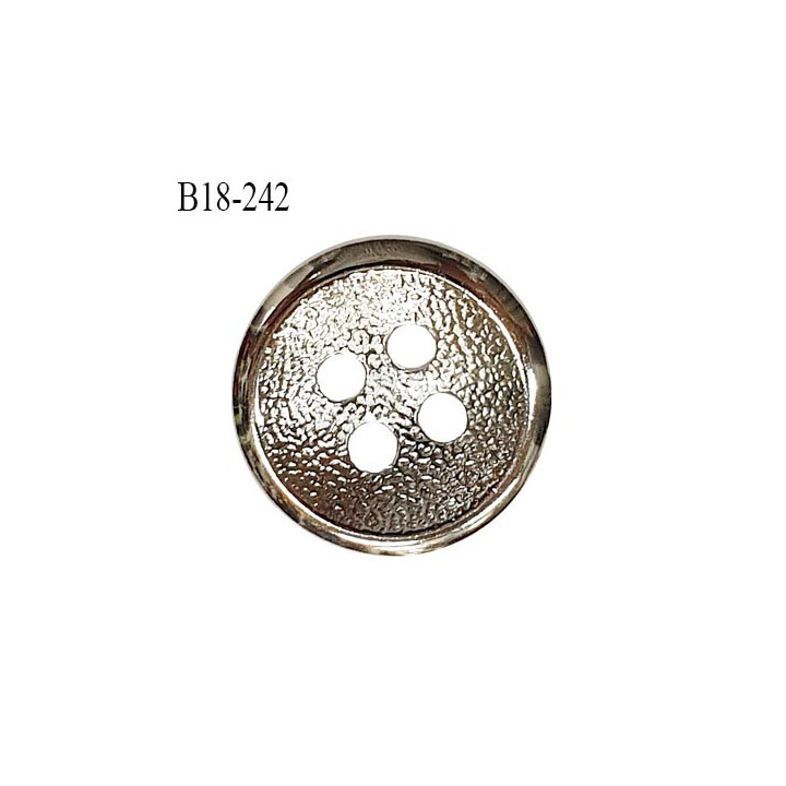 Bouton 18 mm en métal couleur chrome 2 trous diamètre 18 mm épaisseur 4.5 mm prix à l'unité
