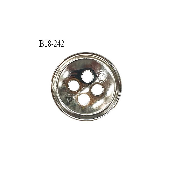 Bouton 18 mm en métal couleur chrome 2 trous diamètre 18 mm épaisseur 4.5 mm prix à l'unité