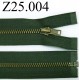 fermeture éclair verte longueur 25 cm couleur vert non séparable zip métal largeur 2,5 cm