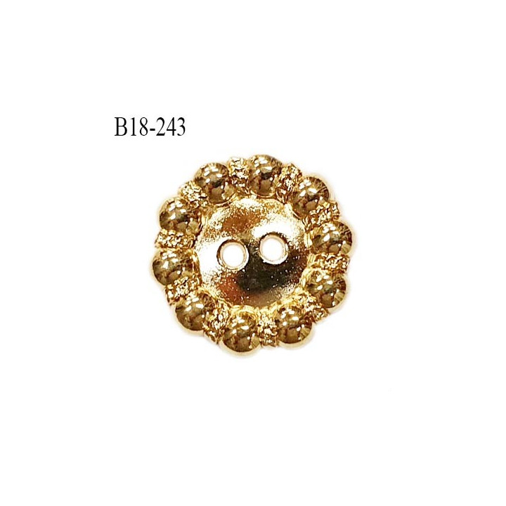Bouton 18 mm en métal couleur or 2 trous diamètre 18 mm épaisseur 2.5 mm prix à l'unité
