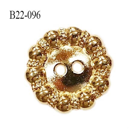 Bouton 22 mm en métal couleur or 2 trous diamètre 22 mm épaisseur 3 mm prix à l'unité