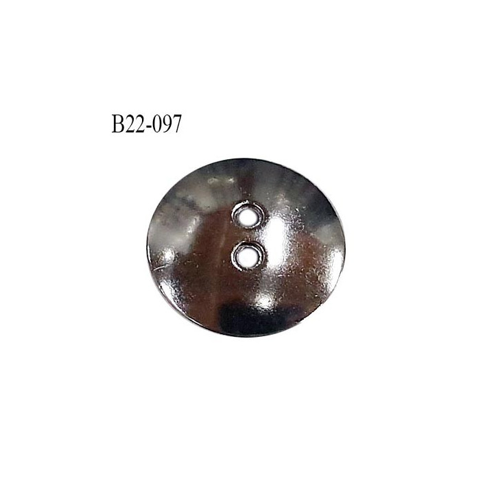 Bouton 22 mm en métal couleur chrome 2 trous diamètre 22 mm épaisseur 2 mm prix à l'unité