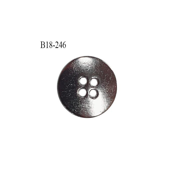 Bouton 18 mm en métal couleur chrome 4 trous diamètre 18 mm épaisseur 2 mm prix à l'unité