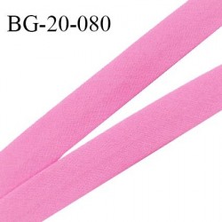Biais galon 20 mm pré plié au dos 2 rabats de 10 mm coton polyester couleur rose largeur 20 mm prix au mètre
