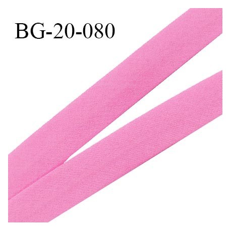 Biais galon 20 mm pré plié au dos 2 rabats de 10 mm coton polyester couleur rose largeur 20 mm prix au mètre