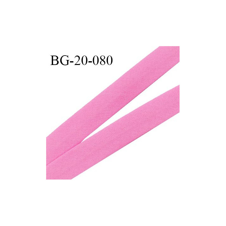 Biais galon 20 mm pré plié au dos 2 rabats de 10 mm coton polyester couleur rose largeur 20 mm prix au mètre