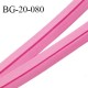 Biais galon 20 mm pré plié au dos 2 rabats de 10 mm coton polyester couleur rose largeur 20 mm prix au mètre